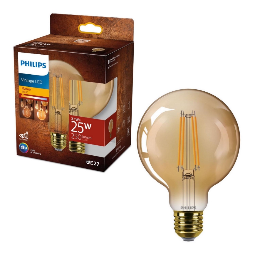 LED Žarnica VINTAGE Philips G95 E27/3,1W/230V 1800K