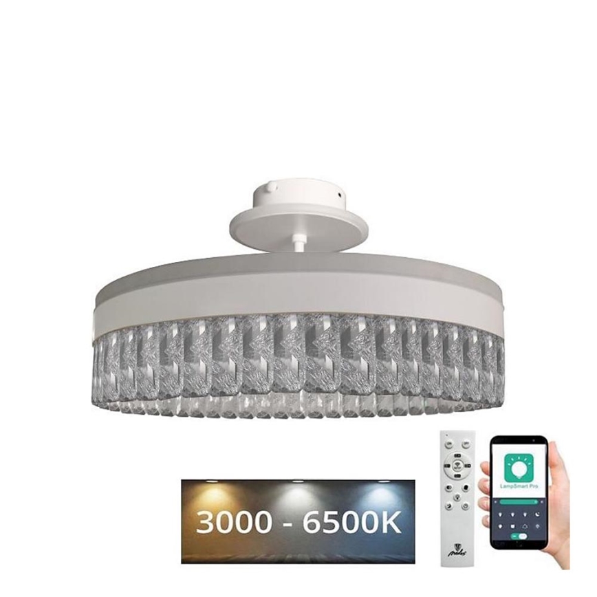 LED Zatemnitven kristal nadgradni lestenec LED/75W/230V 3000-6500K bela + Daljinski upravljalnik