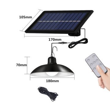 LED Zatemnitven solarni lestenec na vrvici LED/1,8W/3,7V IP44 6500K 800 mAh + Daljinski upravljalnik