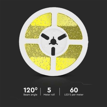 LED Zatemnitven solarni trak LED/1,2W/3,7V 4000K IP67 5m + Daljinski upravljalnik