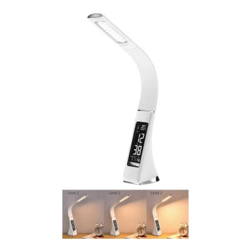 LED Zatemnitvena namizna svetilka z zaslonom LEATHER LED/7W/230V bela