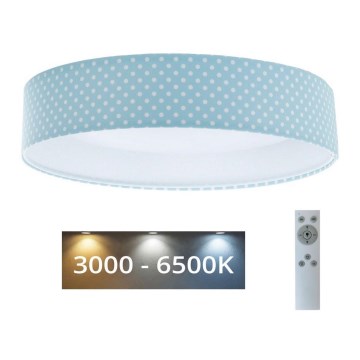 LED Zatemnitvena otroška stropna svetilka SMART GALAXY KIDS LED/24W/230V 3000-6500K pike turkizna/bela + Daljinski upravljalnik