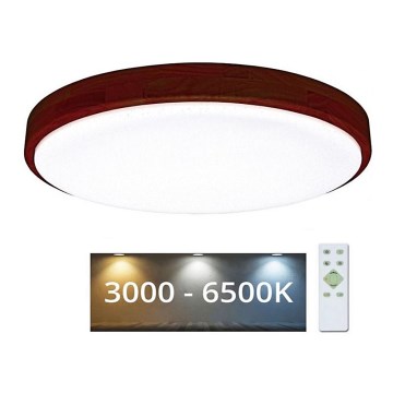 LED Zatemnitvena stropna svetilka LENA LED/24W/230V 3000-6500K hrast + Daljinski upravljalnik