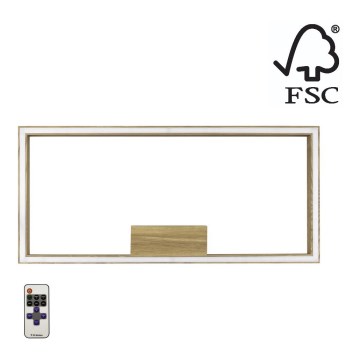 LED Zatemnitvena stropna svetilka RAMME LED/34W/230V mat hrast + Daljinski upravljalnik - FSC certifikat