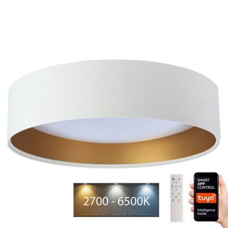 LED Zatemnitvena stropna svetilka SMART GALAXY LED/36W/230V pr. 55 cm 2700-6500K Wi-Fi Tuya bela/zlata + Daljinski upravljalnik