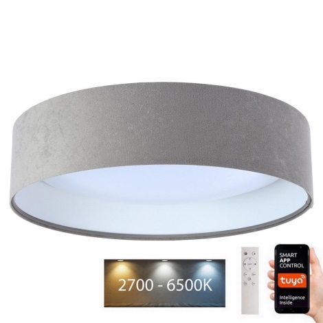 LED Zatemnitvena stropna svetilka SMART GALAXY LED/36W/230V pr. 55 cm 2700-6500K Wi-Fi Tuya siva/bela + Daljinski upravljalnik