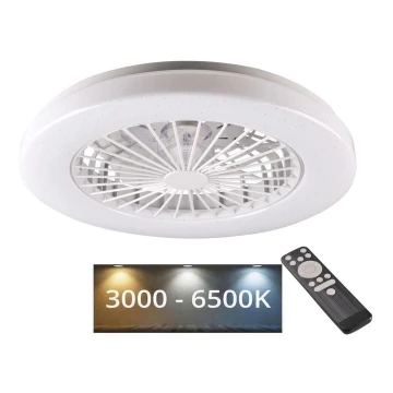 LED Zatemnitvena stropna svetilka z ventilatorjem LIBYA LED/48W/230V 3000-6500K bela + Daljinski upravljalnik