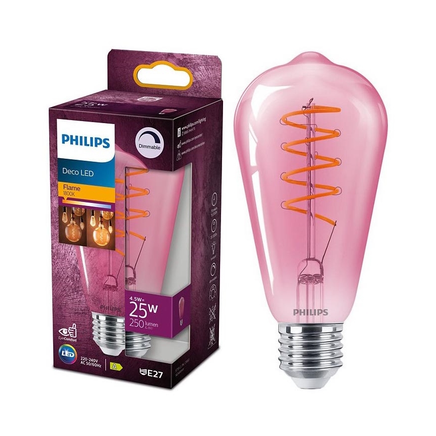 LED Zatemnitvena žarnica DECO Philips ST64 E27/4,5W/230V 1800K