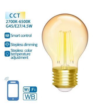 LED Zatemnitvena žarnica FILAMENT G45 E27/4,5W/230V 2700-6500K Wi-Fi - Aigostar