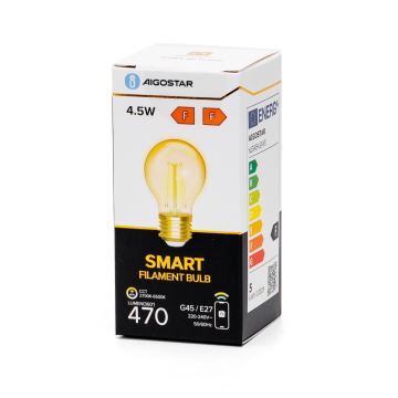 LED Zatemnitvena žarnica FILAMENT G45 E27/4,5W/230V 2700-6500K Wi-Fi - Aigostar