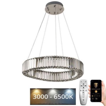 LED Zatemnitveni kristalni lestenec na vrvici LED/40W/230V 3000-6500K krom + Daljinski upravljalnik