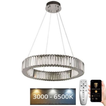 LED Zatemnitveni kristalni lestenec na vrvici LED/40W/230V 3000-6500K krom + Daljinski upravljalnik