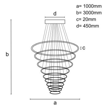 LED Zatemnitveni lestenec na vrvici LED/365W/230V 3000-6500K + Daljinski upravljalnik