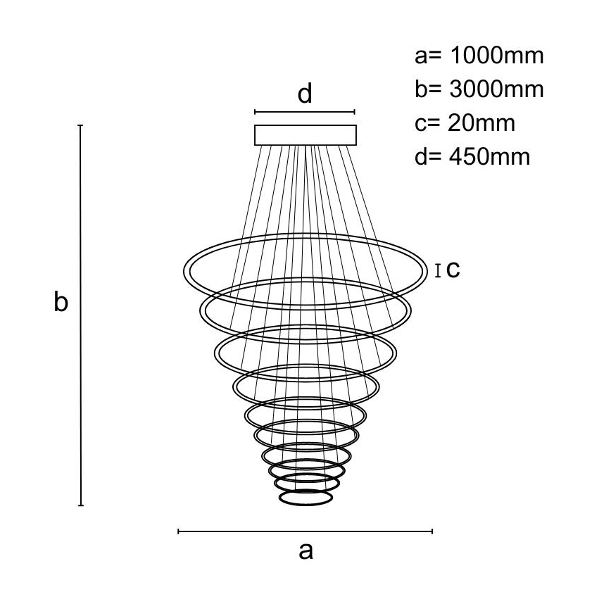 LED Zatemnitveni lestenec na vrvici LED/365W/230V 3000-6500K + Daljinski upravljalnik