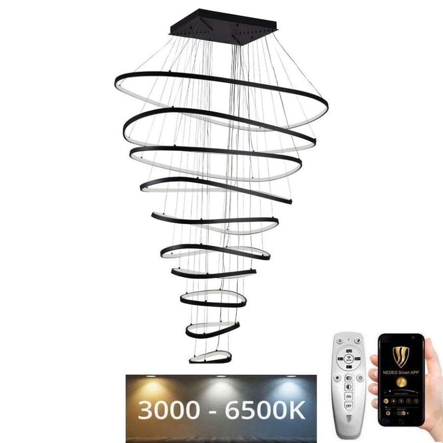 LED Zatemnitveni lestenec na vrvici LED/370W/230V 3000-6500K + Daljinski upravljalnik