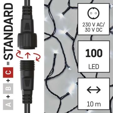 LED Zunanja božična veriga 100xLED/10m IP44 hladno bela