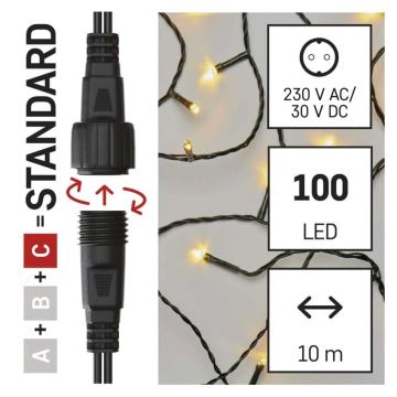 LED Zunanja božična veriga 100xLED/10m IP44 topla bela