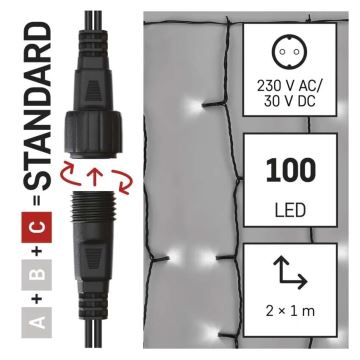 LED Zunanja božična veriga 100xLED/1x2m IP44 hladno bela