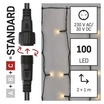 LED Zunanja božična veriga 100xLED/1x2m IP44 topla bela