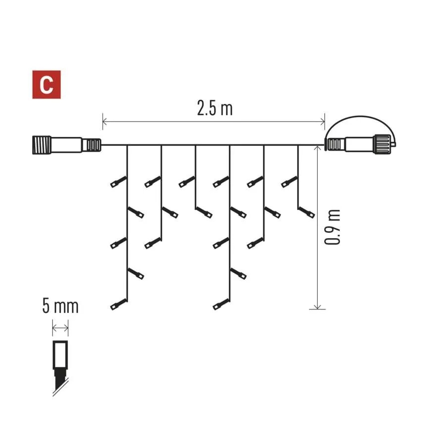 LED Zunanja božična veriga 100xLED/2,5x0,9m IP44 hladno bela