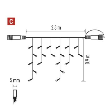 LED Zunanja božična veriga 100xLED/2,5x0,9m IP44 rdeča/vintage