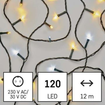 LED Zunanja božična veriga 120xLED/17m IP44 topla/hladna bela