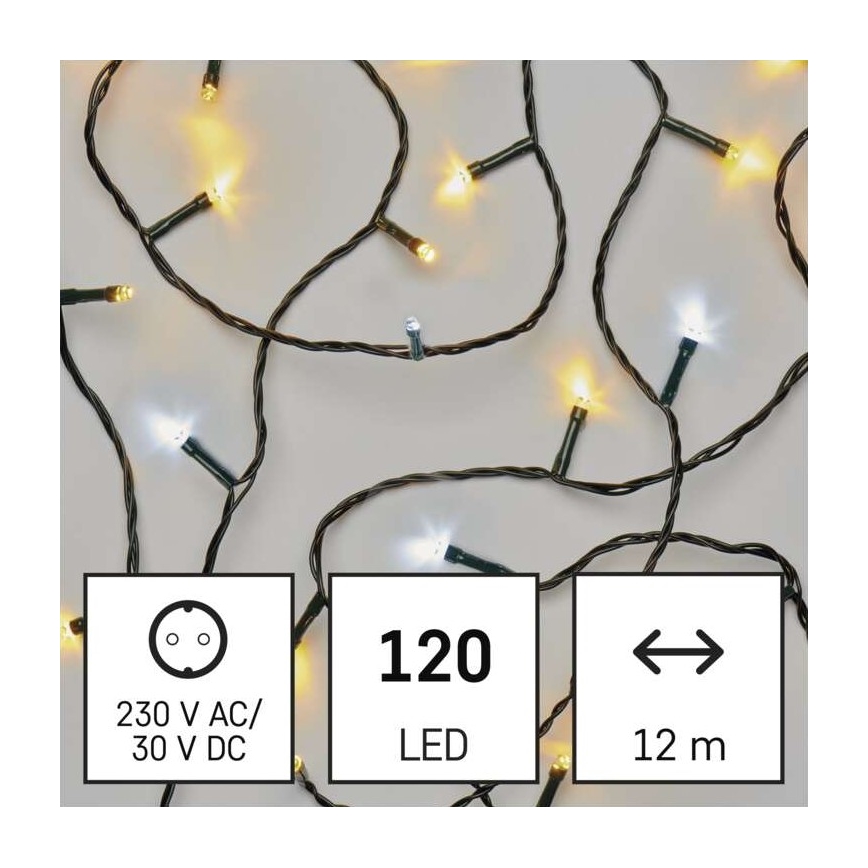 LED Zunanja božična veriga 120xLED/17m IP44 topla/hladna bela