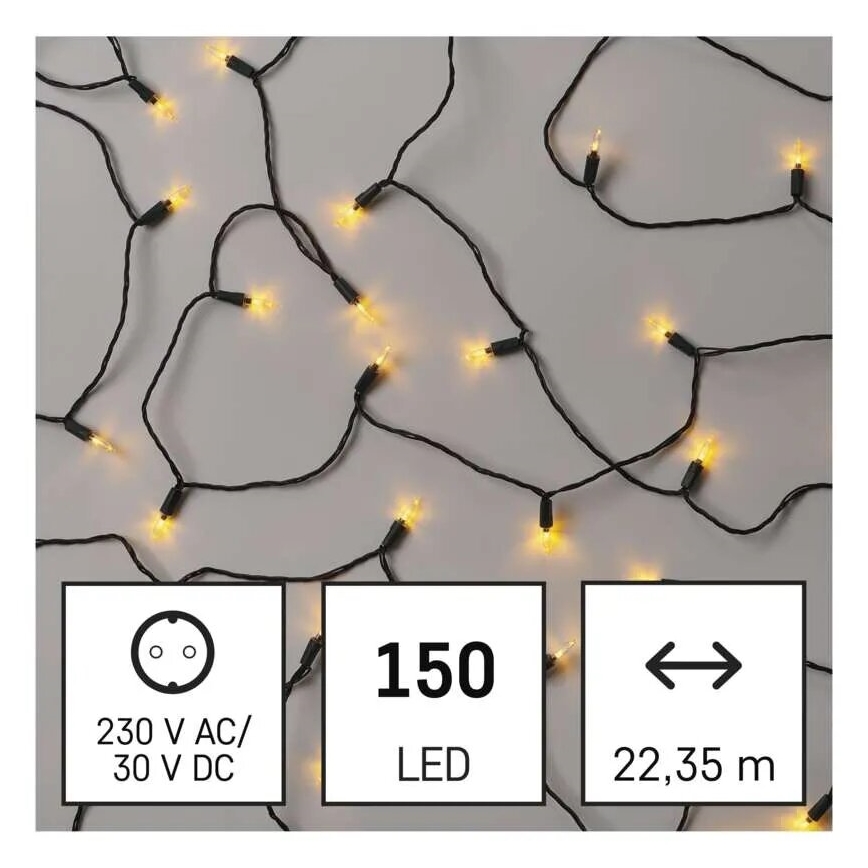 LED Zunanja božična veriga 150xLED/27,35m IP44 vintage