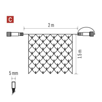 LED Zunanja božična veriga 160xLED/2x1,5m IP44 hladno bela