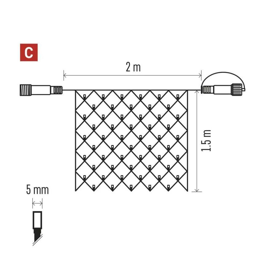 LED Zunanja božična veriga 160xLED/2x1,5m IP44 hladno bela