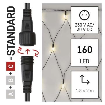 LED Zunanja božična veriga 160xLED/2x1,5m IP44 topla bela