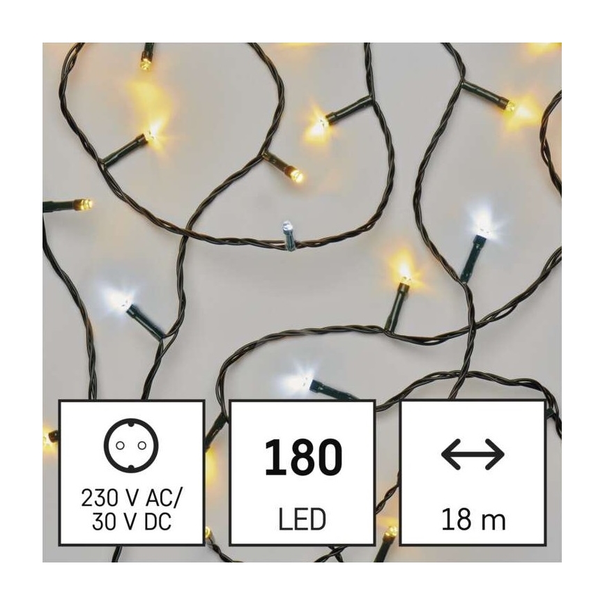 LED Zunanja božična veriga 180xLED/2 funkcij 23m IP44 topla/hladna bela