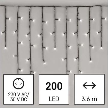 LED Zunanja božična veriga 200xLED/8 načinov 8,6m IP44 hladna bela