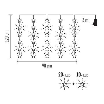 LED Zunanja božična veriga 30xLED/3,9m IP44 zvezde