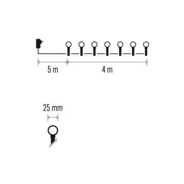 LED Zunanja božična veriga 40xLED/9m IP44 multicolor