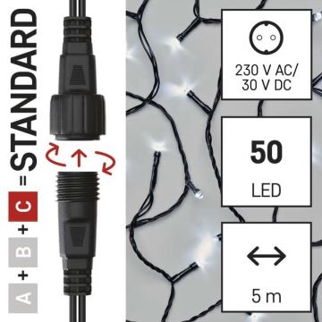 LED Zunanja božična veriga 50xLED/5m IP44 hladno bela