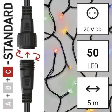 LED Zunanja božična veriga 50xLED/5m IP44 multicolor