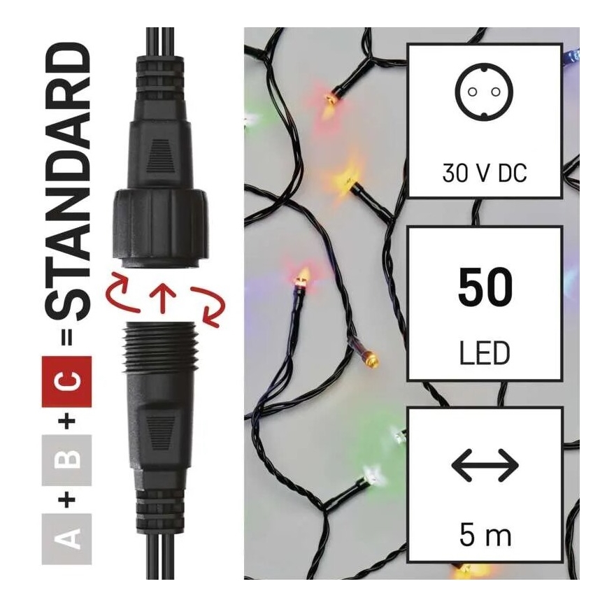 LED Zunanja božična veriga 50xLED/5m IP44 multicolor