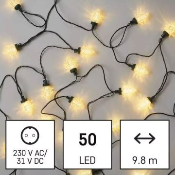 LED Zunanja božična veriga 50xLED/8 funkcij 14,8 m IP44 topla bela