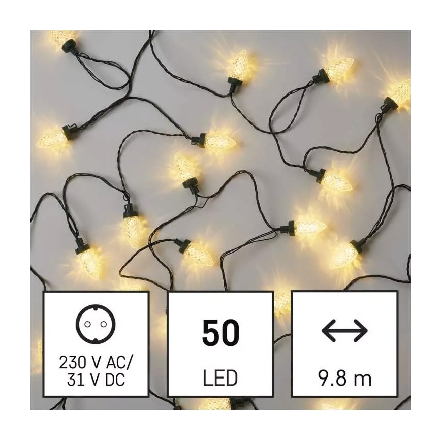 LED Zunanja božična veriga 50xLED/8 funkcij 14,8 m IP44 topla bela