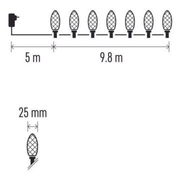 LED Zunanja božična veriga 50xLED/8 funkcij 14,8 m IP44 topla bela