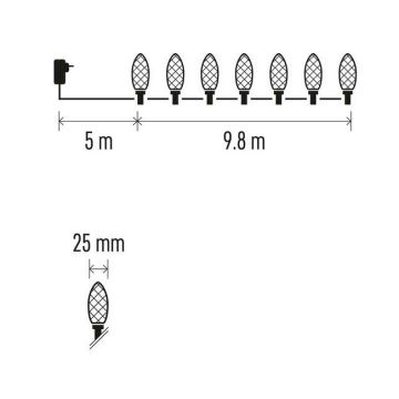 LED Zunanja božična veriga 50xLED/8 načinov 14,8m IP44 multicolor