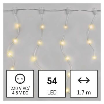 LED Zunanja božična veriga 54xLED/8 funkcij 6,7x0,7m IP44 topla bela