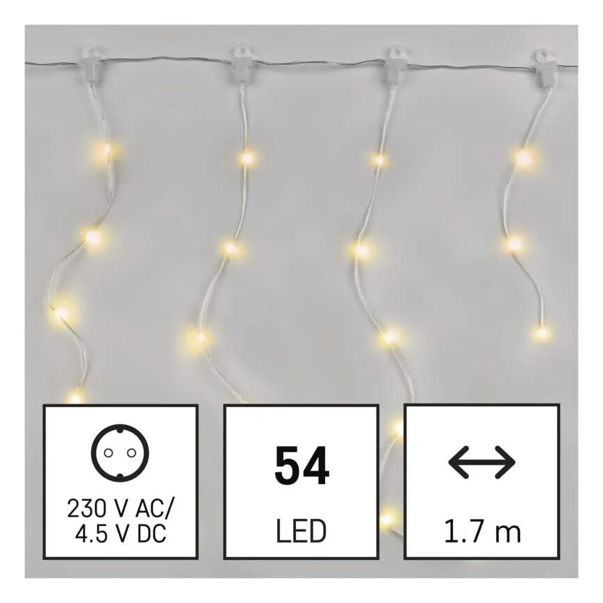 LED Zunanja božična veriga 54xLED/8 funkcij 6,7x0,7m IP44 topla bela