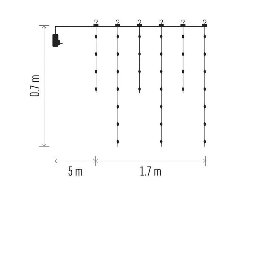 LED Zunanja božična veriga 54xLED/8 funkcij 6,7x0,7m IP44 topla bela