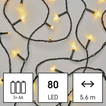 LED Zunanja božična veriga 80xLED/6,1m IP44 topla bela