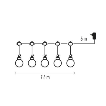 LED Zunanja dekorativna veriga 20xLED/12,6m IP44 topla bela