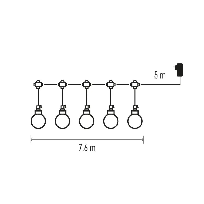 LED Zunanja dekorativna veriga 20xLED/12,6m IP44 topla bela