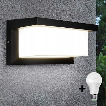 LED Zunanja stenska svetilka z žarnica s senzorjem za mrak NEELY 1xE27/9W/230V IP54 črna