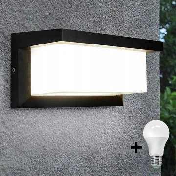 LED Zunanja stenska svetilka z žarnica s senzorjem za mrak NEELY 1xE27/9W/230V IP54 črna